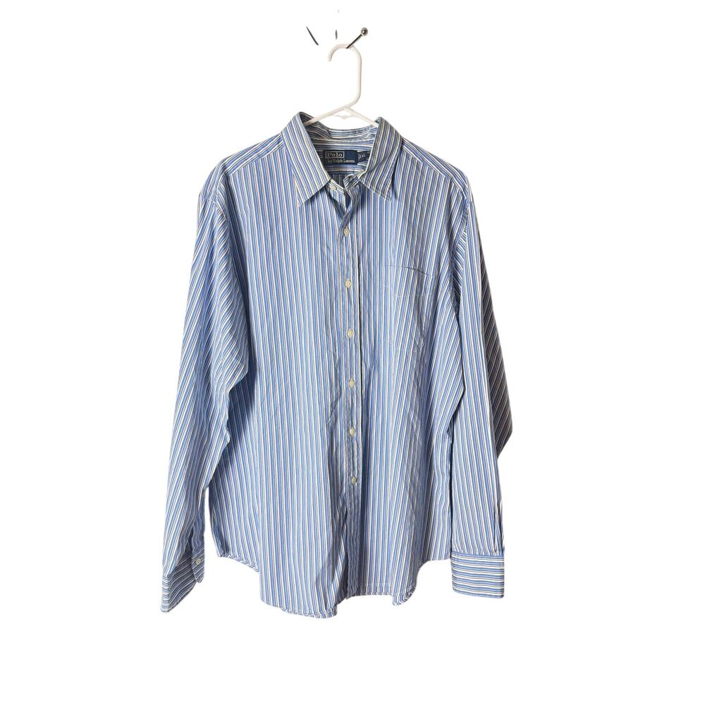 Polo Ralph Lauren Men’s XL Striped Long Sleeve Button Down Shirt Blue Yellow